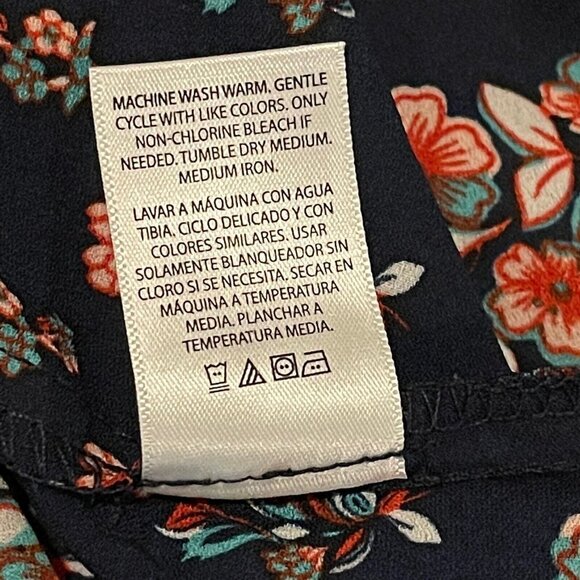 Terra Sky Sleeveless Blouse Navy / Pink Floral‎ Ruffle Neck Size 1X 16W-18W NWT - Picture 9 of 9